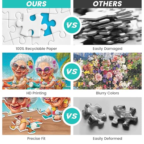 500 Piece Puzzles for Adults,Fun Grandmothers Puzzle for Teens Adult Seniors,Best Friends Beach Cruising Jigsaw Puzzle 500 Pieces,Cartoon Humor Puzzle with Letters on Back,Challenging Family Game Gift - style: Fun Grandmothers
