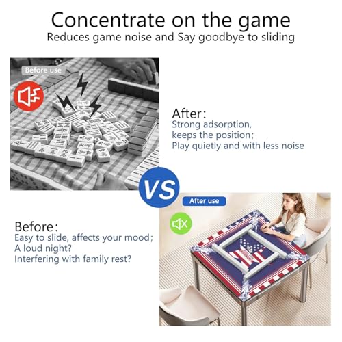 250th America Mahjong Mat for Table, 31.5 * 31.5in Anti Slip Mahjong Table Cloth, Noise Reduction, Neoprene Mah jongg Mat with Carrying Bag & 3 Dices, Poker Board Tile Games Mats, Blue - color: Blue07