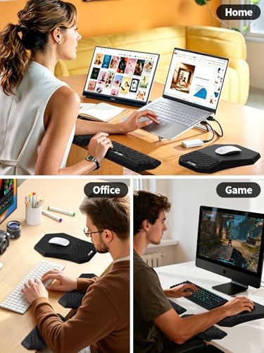 2-in-1 L-Shaped Desk Elbow Pads & & Mouse Pad Set with Wrist Rest, Black | Ergonomic Desk Edge Cushion, Soft Memory Foam Comfort Support for Wrist Arm Elbow, Non-Slip Base