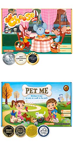 Multiplication and Division Game - Fun Math Board Game, Easy Start STEM Toy, Educational Gift for Kids (Girls & Boys), Homeschoolers, Grade 1 and Up (Pet Me + Say Cheese) - style: Pet Me + Say Cheese
