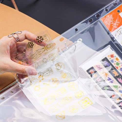 Mogoostry A4 Clear Sheet Protectors 3 Pocket Binder Sleeves 20 Sheets 11 Holes Side Open Banknote Protector Currency Collection Page Protector - color: 3-pocket