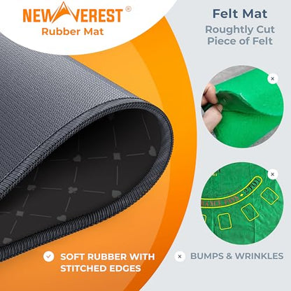 Newverest Blackjack Mat 70" x 35", Blackjack Table Top for Home Game Nights with Friends | Black Jack Casino Table Topper, Poker Mat Layout in Zipper Storage Bag with 8 Coasters in Gift-Ready Box - color: Golden Black