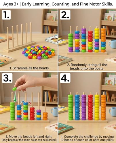 Toywoo Wooden Giant Color Matching & Stacking Game - Fast-Paced Family Challenge Board Game for Kids & Adults, Screen-Free Brain Teaser Puzzle for Game Night & Educational Play
