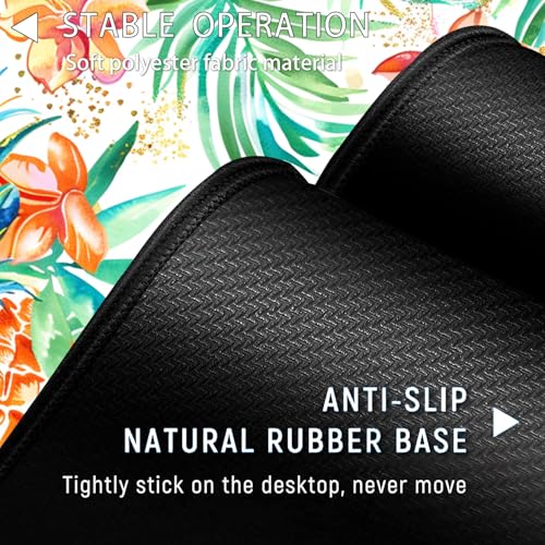 Large Gaming Mouse Pad+ Keyboard Wrist Rest Set, Ergonomics Memory Foam Mouse Mat Wrist Rest Support for Home Office, Waterproof Extended Mousepad 31.5x11.8in, Pineapple Leaf White Desk Pad - color: Yvb-mousepad-9-f-155