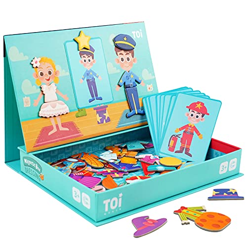 TOI Kid Magnet Toys Magnetic Jigsaw Puzzle for Kids Ages 3-5, Dressing | Portable Travel Puzzle, Toddler Magnetibook with Game Board, Preschool Educational Game, Home School Tabletop Activity Gift - style: Dressing