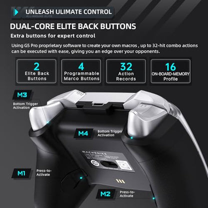 Machenike G5Pro Wireless Gaming Controller for Windows PC,Switch,IOS,Android,PC Controller Hall Effect Joystick/Triggers/Gyroscope,RGB Lights, Dark Gray - color: Dark Gray