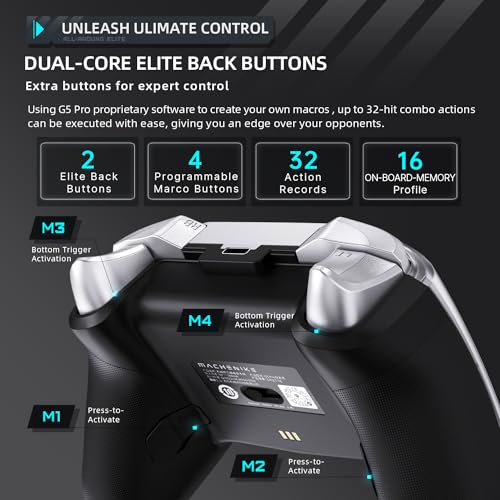 Machenike G5Pro Wireless Gaming Controller for Windows PC,Switch,IOS,Android,PC Controller Hall Effect Joystick/Triggers/Gyroscope,RGB Lights, Dark Gray - color: Dark Gray