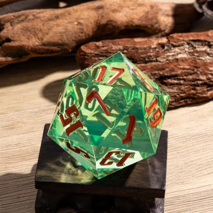 55mm 20 Sided DND Dice, Giant D20 D&D Polyhedral Dice Large D20 with Die Gift Box for D&D, RPG Table Games (Transparent Green) - color: Transparent Green Gold Number