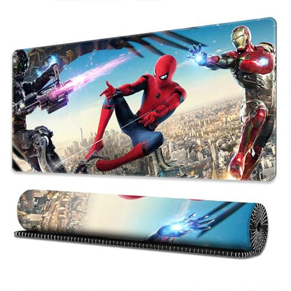 Cartoon Pattern Extended Gaming Mouse Pad, 31.5 x 11.8 Inches Non-Slip Keyboard Mat with Stitched Edge for Gaming & Office (Spide) - color: Spide
