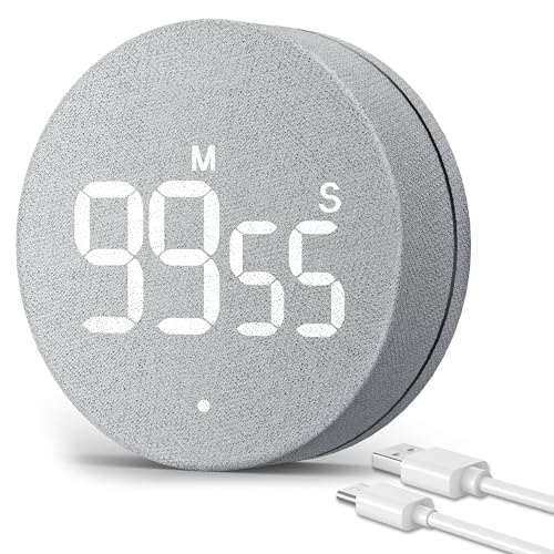 AVINIA Desk Timer for Productivity Magnetic Digital Kitchen Timer Rechargeable Fabric Mesh Cover 99 Mins Countdown/Count Up Stylish Efficana Konah Home Timmer for Cooking (Fabric Gray) - color: Fabric Gray