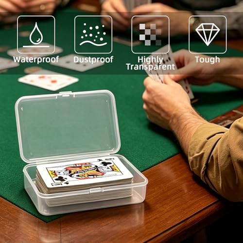 4 Pack Clear Plastic Blank Card Case Snap Button Playing Card Storage Box | Unbreakable compact card holder, suitable for trading cards, business cards and various card collection storage