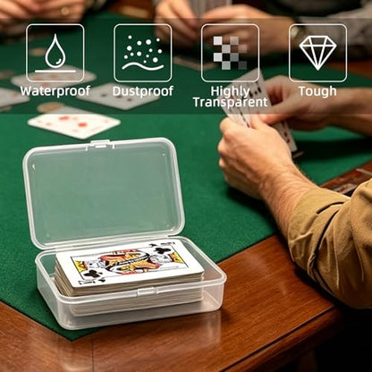 4 Pack Clear Plastic Blank Card Case Snap Button Playing Card Storage Box | Unbreakable compact card holder, suitable for trading cards, business cards and various card collection storage