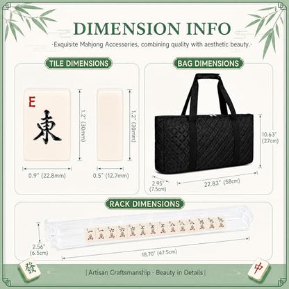 PiPiCat 2026 Complete American Mahjong Set, 166 Tiles (30mm) with 31.5x31.5in Mat One-Click Flip Reinforced 18-Inch Rack/Pushers Shockproof Bag & 6 Spare (Black) - color: Black