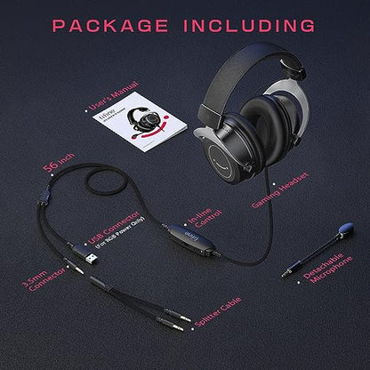 FIFINE 3.5mm Gaming Headset with Mic for PS5,Xbox,PC,Over-Ear Gaming Headphone with Detachable Microphone,RGB,Passive Noise Canceling for Computer,Switch,PlayStation,Wired Gamer Headset-H3