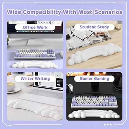 ZIYOU LANG 65% Wired RGB TKL Portable Mechanical Gaming Keyboard Light Gray Red Switch with Coiled Cable and White Cloud Wrist Rest for PC Mac Gamer