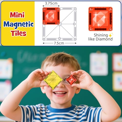WMXDU Mini Magnetic Tiles Kit: 30-Second Cleanup, 0 Lost Parts | Tin Case Becomes Play Surface 26-Piece Princess Set for Girls 3-8 Wherever the Day Takes You - style: 26pcs-White