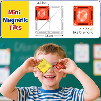 WMXDU Mini Magnetic Tiles Kit: 30-Second Cleanup, 0 Lost Parts | Tin Case Becomes Play Surface 26-Piece Princess Set for Girls 3-8 Wherever the Day Takes You - style: 26pcs-White