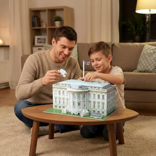 Architecture World Famous of 3D Puzzle.Build Your Own Collection of 17 Global Landmarks (Notre Dame, Colosseum) - Educational DIY Model Kit for Kids & Adults. (The White House) - color: The White House