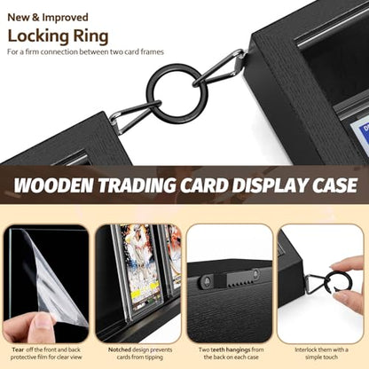 Emfogo Card Display Case, 6 Pack Trading Card Display Frame Wall Mount, Wooden Baseball Card Display Case with Clear View, Graded Sports Card Display for Trading Card Collection (6 Pack-Black) - size: 1-Layer 6 Pack