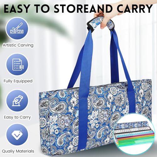 Suncle American Mahjong Tile Set,166 White Tiles Mahjong Set, 4 All-in-One Rack/Pushers,Travel Mahjong Set with Flower Carrying Bag - color: Blue White