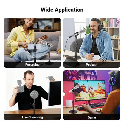 NEEWER Desk Microphone Stand, Adjustable Table Top Mic Holder Mount with Clip and 3/8" to 5/8" Adapter Compatible with Blue Yeti Snowball HyperX QuadCast SoloCast Shure, Max Load 3.3 lbs, MS015 - style: MS015