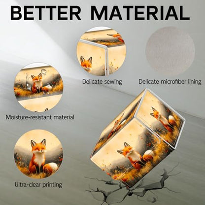 Trading Card Storage Box, Holds 100+ for MTG Cards, PU Leather with Magnetic Closure, Cute Fox in Wildflower Meadow Durable Deck Box for Magic the Gathering, Trading Card Games - color: Cute Fox in Wildflower Meadow