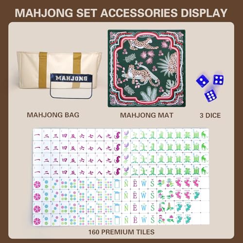 American Mahjong Game Set, Portable Carrying Bag,Acrylic 160 Tiles,Western Mahjong Tiles Set,Complete Ma Jong Set (Amber) - color: Amber