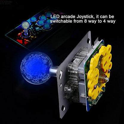 LED Arcade Illuminated Joystick,LED Colorful Illuminated Joystick Switchable from 4 to 8 Way Operation for Arcade Game For Arcade game for Video Game Arcad