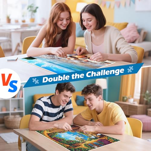 2 Pack 300 Pieces Puzzle for Adults,Beach Puzzle Vineyard Jigsaw Puzzles 300 Pieces for Adults Kids Seniors Recycled Cardboard Puzzles Challenging Game Home Decor Birthday Party Gift - style: Beach Vineyard