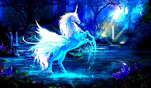 Unicorn Pegasus TCG playmat, gamemat 24" wide 14" tall for trading card game smooth cloth surface rubber base