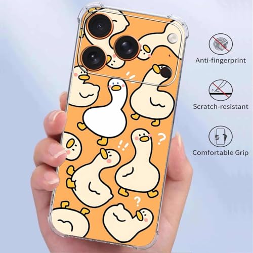 Funny Tilt Head Duck Case for iPhone 17 Pro Max, Dopamine Cute Duck, Trendy Cool Soft TPU Bumper Cover Case for iPhone 17 Pro Max - color: Duck