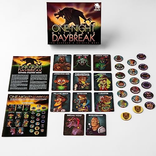 One Night Ultimate Daybreak by Bezier Games | Standalone Hidden Role Mystery with Social Deduction | App-Supported Bluffing Experience | 3-7 Players | 10 Minutes - style: Werewolf Daybreak