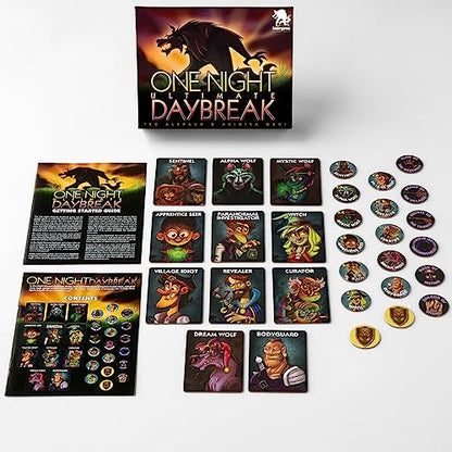 One Night Ultimate Daybreak by Bezier Games | Standalone Hidden Role Mystery with Social Deduction | App-Supported Bluffing Experience | 3-7 Players | 10 Minutes - style: Werewolf Daybreak