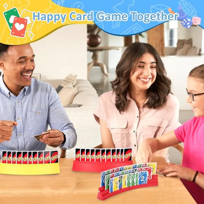 Expandable Plastic Card Holder, Set of 4 - Upgradeable Design for Seniors, Arthritis, Small Hands, UNO, Poker and All Card Games - color: Red+yellow(4 Pack)