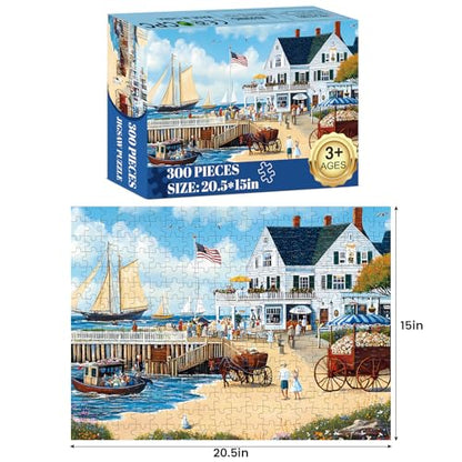 Jigsaw Puzzles 300 Pieces for Adults White Villa Puzzle 300 Pieces Adult Puzzles Games for Kids Ages 8-10 10-12 Recycled Cardboard Puzzle Pieces Family Challenging Game 20.5x15IN - style: White Villa