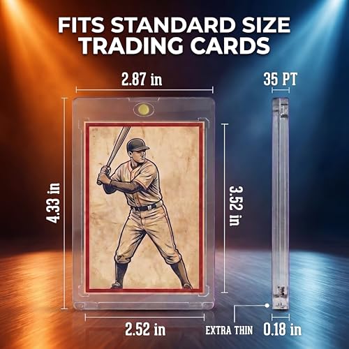 Magnetic Card Holder for Trading Cards |35PT 200ct| Slim One Touch Holder | 35 Point Magnet Card Case, U-V Protectors Hard Plastic Case for 35 PT Sports, Trading Cards, TCG, or Collectible Card Storage - size: 200 Count Slim