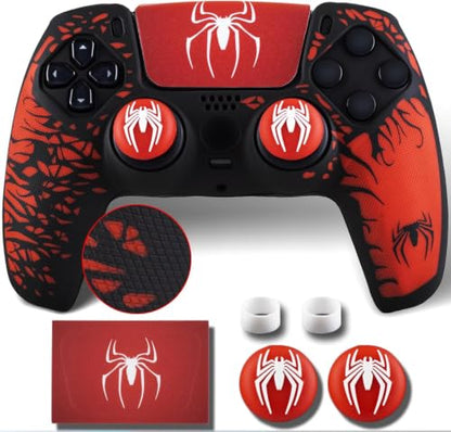 Non-Slip Silicone Cover for PS5 Controller with Thumbstick Caps x 2 & Sticker x 1(Spider Theme) - color: 5