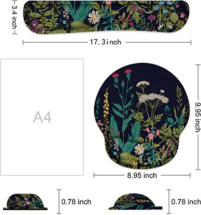 Lateefah Mouse Pad with Wrist Rest, 3-in-1 Gaming Mouse Pad, Keyboard Wrist Rest, Ergonomic Memory Foam Mousepad with Wrist Support for Computer Keyboard - color: Weeds