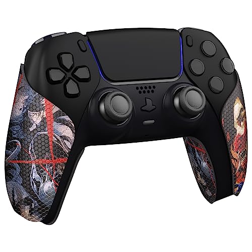 eXtremeRate PlayVital Anti-Skid Sweat-Absorbent Controller Grip for PS5, Professional Textured Soft Rubber Pads Handle Grips - Ghost of Samurai - color: Ghost of Samurai