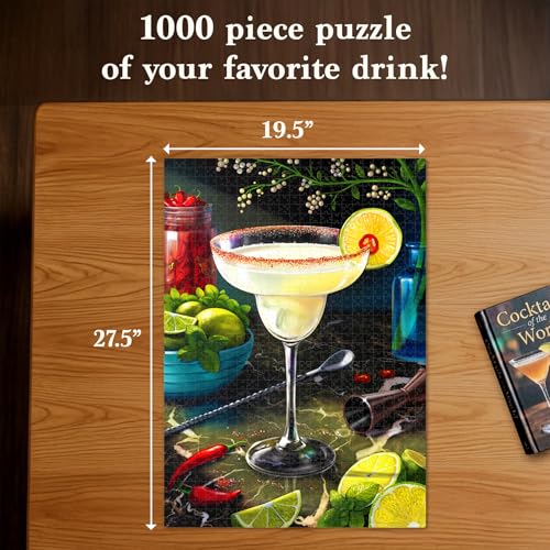 Gouda Games The Margarita – Cocktail Jigsaw Puzzle for Adults, 1000 Pieces | Includes Sorting Trays, Fun for Families, Friends, Game Nights, Gifts for Cocktail Lovers, Finished Size 27.5" x 19.5"