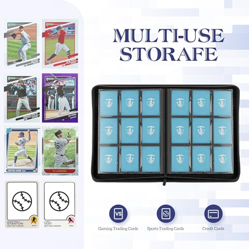 Trading Card Binder, 9 Side Loading Pocket Card Album Hold Up to 540 Cards, Zipper Binder for Cards Collection, TCG Card Holder for Game Card, Sports Card, Yugioh, MTG etc.(Green) - color: Green 9