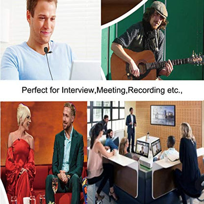 USB Microphone Lavalier Lapel Clip on Mic with 6.56ft Cable for Laptop, Computer, PC, Streaming Conferencing,Interviews, Online Singing, Skype, MSN, Audio Video Recording