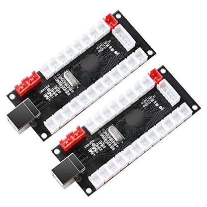 Guwarry 2-Player Zero Delay USB Encoder PC to HAPP Joysticks/HAPP Arcade Buttons for PC, MAME, Raspberry Pi, Arcade1Up - Three 5V Power Output for led Joysticks/LED Daisy Chain/LED Arcade Buttons - size: HAP+4.8