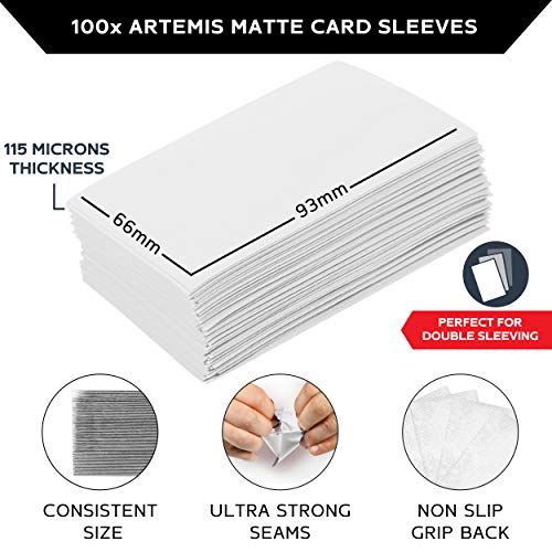 Quiver Time White Trading Card Deck Block & Card Sleeves Bundle Fits Magic: The Gathering Cards & Other TCG - 80+ Standard Deck Box with 2 Dividers and 100 Artemis White Sleeves (66 x 93 mm) | 1 deck box 80+ with 2 dividers and 100 Artemis white sleeves (