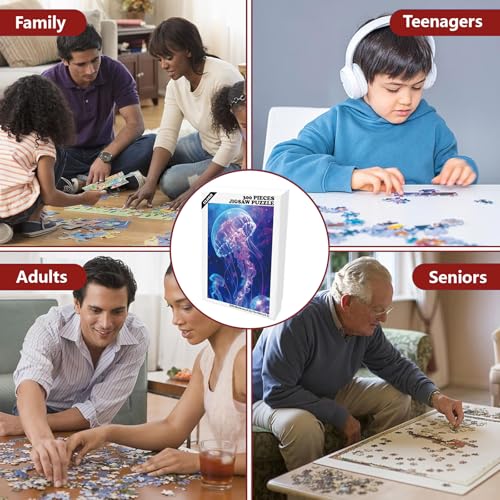 300 Piece Puzzle for Adults Glowing Jellyfish Puzzles 15x10 Inches | Ocean Scene Jigsaw Puzzle for Adult Kids Home Decoration Birthday Party Gift Toys