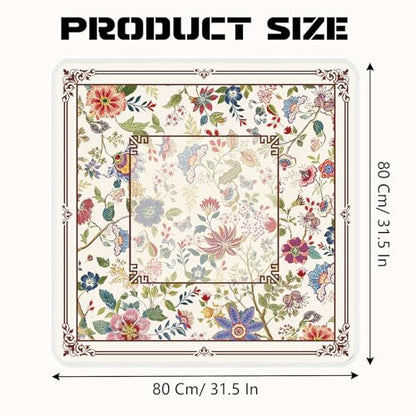Mahjong Mat for Table (31.5 X31.5 in), Non-Slip Noise Reduction | Floral Mahjong Table Mat, Mah Jong Mat with Carrying Bag, Game Table Cover for Mahjongs Poker Card Dominoes, Christmas Gift - color: Flowers