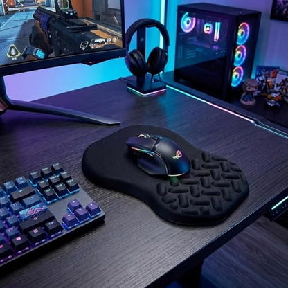 QDOAOF-Ergonomic Mouse Pad Wrist Support with Massage Design, Relieve Wrist Pain Mousepad, Wrist Rest Pain Relief Mousepad with Memory Foam&Non-Slip PU Base, Carpal Tunnel Syndrome (Black)