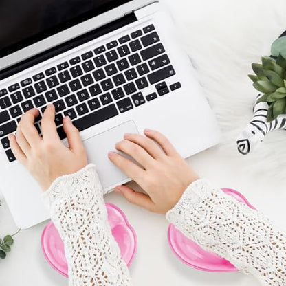 Gel Wrist Rest for Keyboard and Mouse Transparent Pink Heart Elbow Pad Cushion Ergonomic Cute Clear Cool Mouse Wrist Pad Silicone Non-Slip Support for Computer Gaming Home Office Hand Pillow - color: Heart Pink