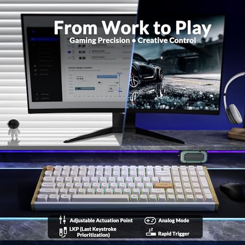 Keychron K4 HE 96% Wireless Hall Effect Keyboard with Number Pad, Rapid Trigger Magnetic Switches, QMK Launcher, 2.4GHz/Bluetooth/Wired, Mac & Windows, Wood Accent Frame, White (Non-Shine-Through) - color: Special Edition White