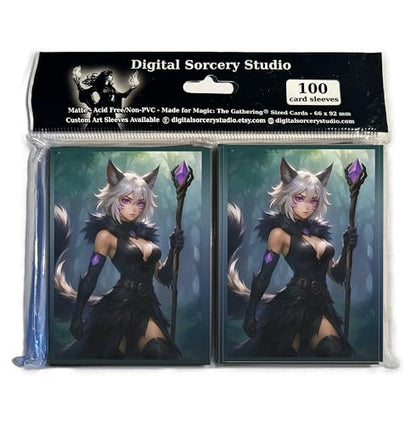 Anime Cat Warlock Card Sleeves 102 Pack – Compatible with MTG & TCGs – Perfect for Y'shtola, Night’s Blessed & Final Fantasy Commander Decks – Premium Card Game Sleeves for Magic - color: Anime Cat Warlock